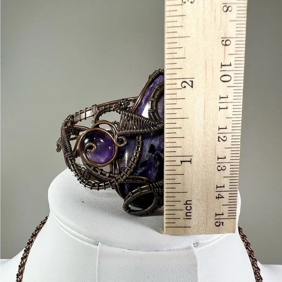 Charoite Amethyst Copper Wrapped Gemstone Bangle ONLY - Picture 5 of 9